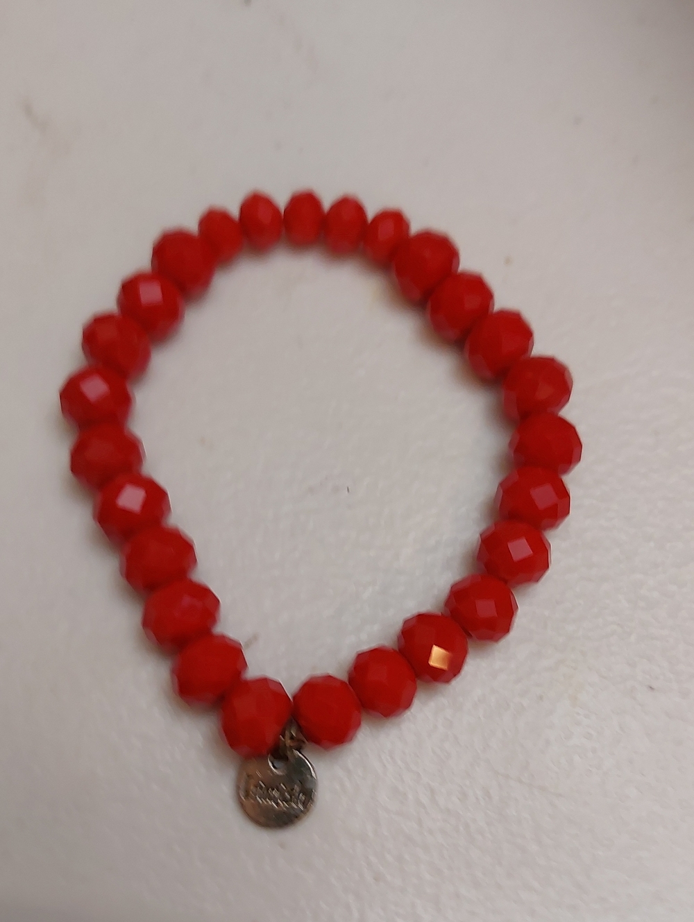 Erimish Game Day "Deb" Lucious Red Faceted Beads Stretch Stackable Bracelet